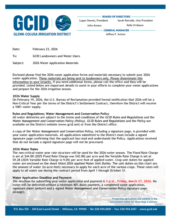 2026 Water Application Materials